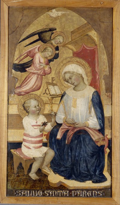 Maria met Jezus en twee engelen, ca.1425 door Master of the Bambino Vispo